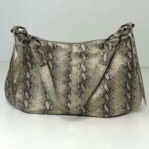 Hobo Lennox Leather Snake Print Gold Tone Shoulder Hobo Bag